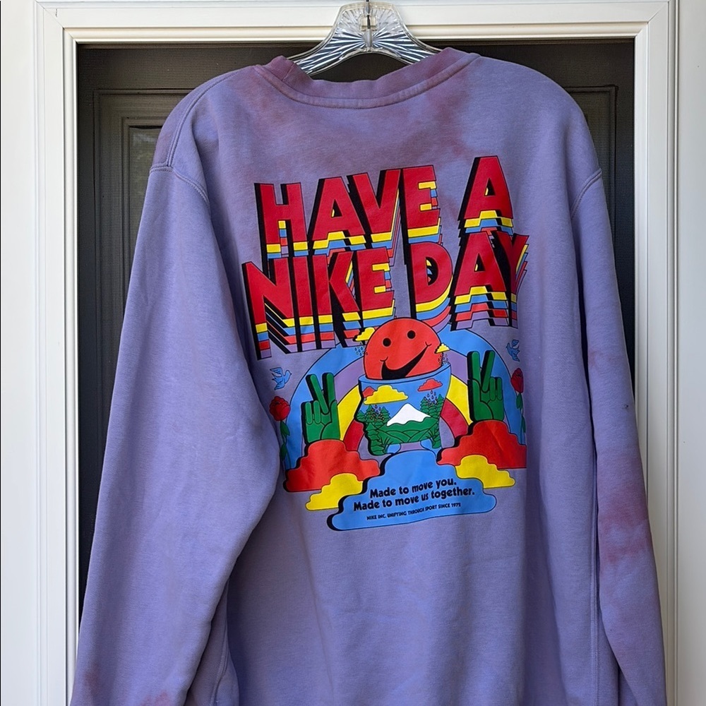 MEN'S CREWNECK SWEATSHIRT SPORTSWEAR SWOOSH SPIRIT FLEECE CREWNECK LIGHT THISTLE - Picture 5 of 5